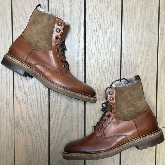 New! Bruno Magli Cerone Leather Suede Faux Fur Lined Size 7 1/2 M DD314A MB1C - Picture 6 of 10